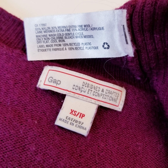 GAP Pullover V-Neck Sweater, Purple, XS - Picture 5 of 5